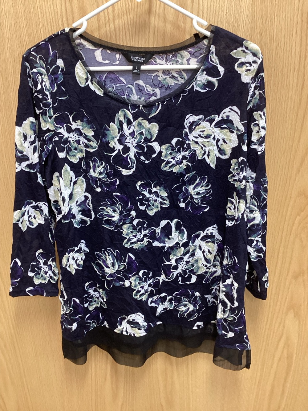 Simply Vera Vera Wang  Floral Layered-Hem Long Sleeve Top